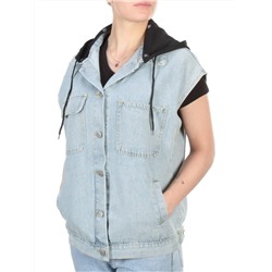 811 BLUE/BLACK Джинсовый жилет женский (100% хлопок) размер 56