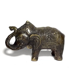 Статуэтка СЛОН В ПОПОНЕ - удача в дом (бронза, размеры 8 на 5 см.), 1 шт.