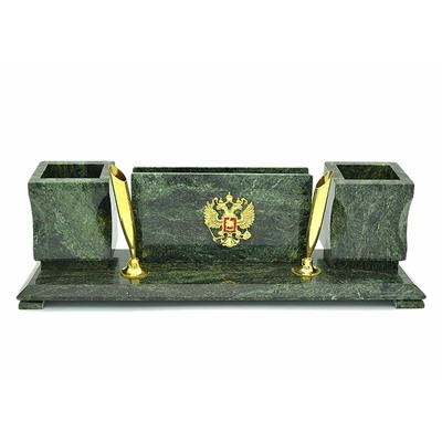 Письменный прибор из змеевика средний с гербом, 300*80*95мм