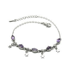 Браслет на цепочке с аметистом, 17см