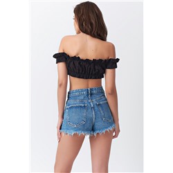 Кроп-топ летний из хлопка черный