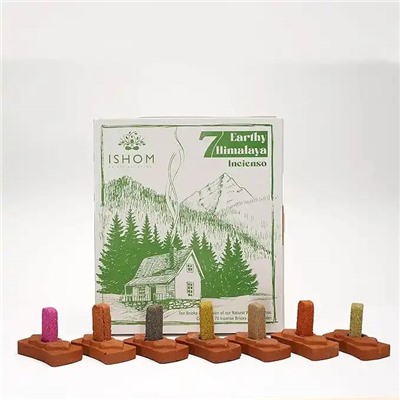 ISHOM Bricks 7 EARTHY HIMALAYA Incienso, Aromatika (ИШОМ Набор ГИМАЛАЙСКАЯ ЗЕМЛЯ из 7 ВИДОВ ароматических брикетов, Ароматика), 1 уп.