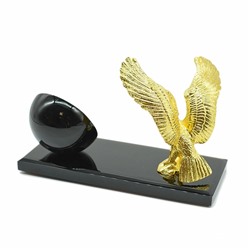 Часы из обсидиана черного"Орёл" 180*80*110мм