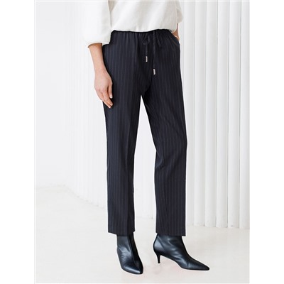 Брюки с поясом на резинке из премиальной поливискозы с эластаном