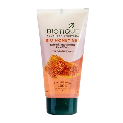 BIO HONEY GEL Refreshing Foaming Face Wash, Biotique (БИО МЁД Освежающий гель для умывания, Для всех типов кожи, Биотик), 150 мл. - СРОК ГОДНОСТИ ДО 30 НОЯБРЯ 2024 ГОДА