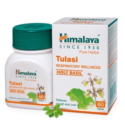 TULASI Respiratory Welness HOLY BASIL, Himalaya (ТУЛАСИ (Базилик священный), помощь при простуде, Хималая), 60 таб.