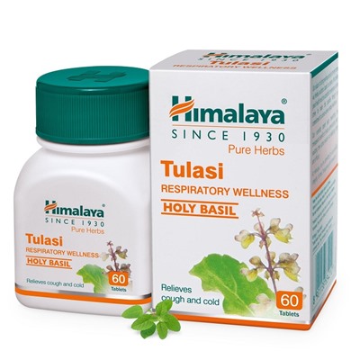 TULASI Respiratory Welness HOLY BASIL, Himalaya (ТУЛАСИ (Базилик священный), помощь при простуде, Хималая), 60 таб.