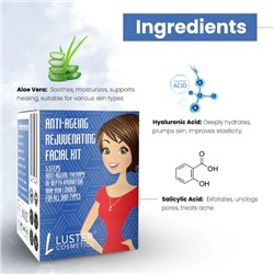 ANTI-AGEING Rejuvenating Facial Kit, Luster (АНТИВОЗРАСТНОЙ омолаживающий набор для ухода за лицом, Ластер), 1 уп. (45 г.)