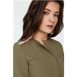 Платье офисное мини с коротким рукавом зеленое