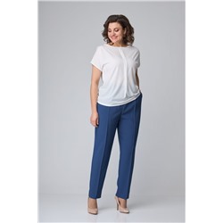 T&N 7287Б синий_английский+белый, Брюки,  Блуза,  Жакет