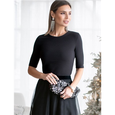 Футболка из трикотажа в широкий рубчик