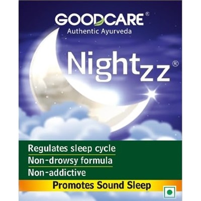 NIGHTZZ Promotes Sound Sleep, Good Care Baidyanath (НАЙТЗ, способствует крепкому сну, Байдьянатх), 10 капс. по 500 мг.