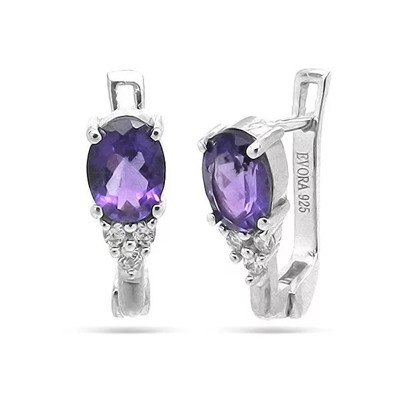 Серьги из серебра аметист, Горошина