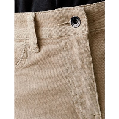 Укороченные эластичные брюки слим из микро вельвета