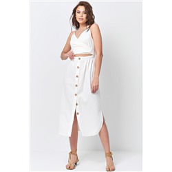Хлопковое платье с отрезной талией белое