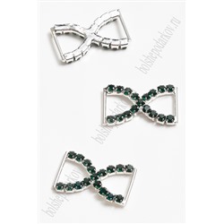 Пряжка декоративная со стразами 26*15 мм (5 шт) SF-2058, изумрудный