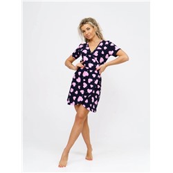 Халат женский Текс-Плюс, цвет темно-синий розовый