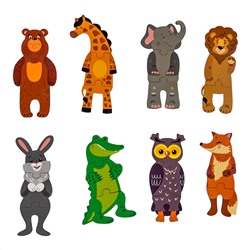 Тройные деревянные пазлы для детей «Веселый зоопарк» 24 элемента