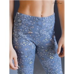 Леггинсы синие листья