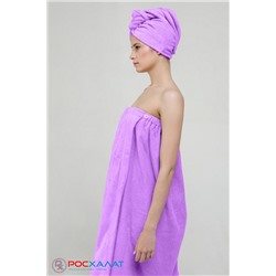 Женский махровый банный комплект (парео и чалма) сиреневый К-26 (10)