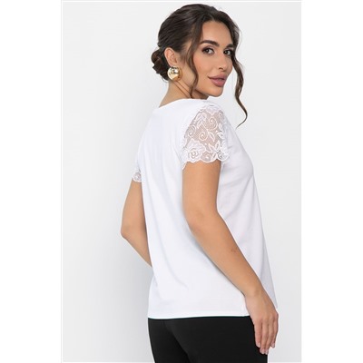 Блуза с кружевом Инь-Янь (белая) Б14256-18М