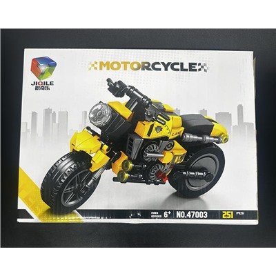 Конструктор MOTORCYCKLE Мотоцикл серо-желтый 251дет. 28*21см  / 47003-4