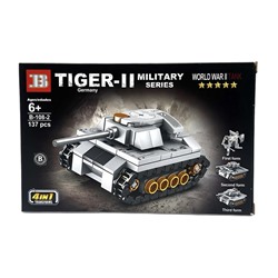 Конструктор MILITARY 4в1 Военная техника Танк 137дет. 25*16см / В-108-2
