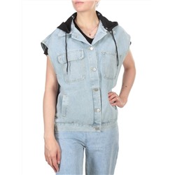 811 BLUE/BLACK Джинсовый жилет женский (100% хлопок) размер 56