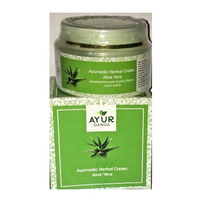 Ayurvedic Herbal Cream ALOE VERA, Ayur Ganga (Аюрведический хербал крем АЛОЭ ВЕРА), 30 г.