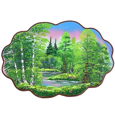 Картина с рисунком из камня, летнее утро "облачко" 46*31,5см, 700г