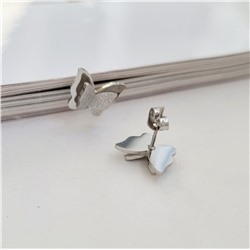 Серьги "Бабочки", сталь, цвет серебро, 011021, арт.847.024