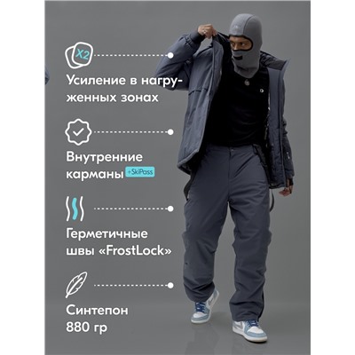 Горнолыжный костюм мужской зимний темно-серого цвета 3710TC
