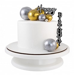 Топпер "Happy Birthday" черный серебро 9,5*15 см