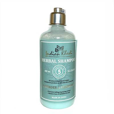 Herbal Shampoo LAVENDER & PATCHOULI, Indian Khadi (Травяной шампунь ЛАВАНДА И ПАЧУЛИ, Увлажняющий, против выпадения волос, Индиан Кхади), 300 мл.