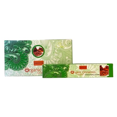 ORGANIC Garden CINNAMON Premium Masala Incense, Nandita (ОРГАНИК Гарден КОРИЦА премиум благовония палочки, Нандита), 15 г.