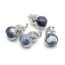 Кулон женский Сова с содалитом в металле 18*26мм