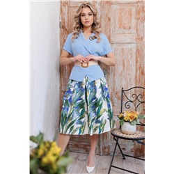 Мода Юрс 2641-2 голубой_ирисы, Юбка,  Жакет