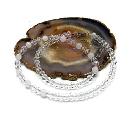 Бусы из циркона с розовым кварцем рондель гр.6*5мм, 46см.