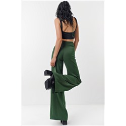 Брюки (брюки и чокер) расклешенные зеленые