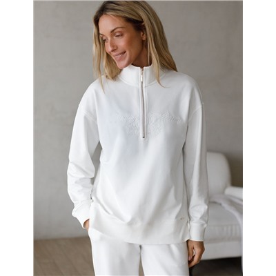 Джемпер с воротом на молнии из  футера двухнитки с эластаном