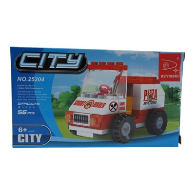 Конструктор City 56дет. Развозчик пиццы  16*9см  / коробка 25204