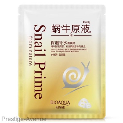 Тканевая маска BioAqua для лица с муцином улитки и экстрактом шелка Snail Prime арт. 4038