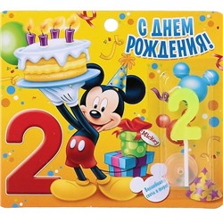 Свеча в торт «2 года» Микки