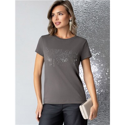 Нарядная футболка с принтом из премиального хлопка с эластаном