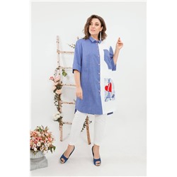 SandyNa 13591 джинс+белый, Брюки,  Туника