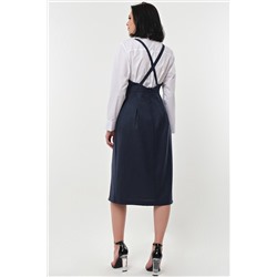 Сарафан офисный миди под блузку темно-синий