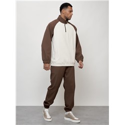 Спортивный костюм мужской модный коричневого цвета 35021K