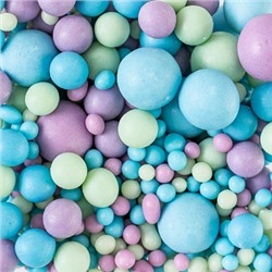 Посыпка микс из рисового драже в глазури матовая "Голубой/сиреневый/изумруд", 50 г