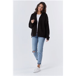 Кардиган вязаный оверсайз короткий из хлопка черный