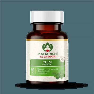 TULSI Organic tablets, Maharishi Ayurveda (ТУЛСИ (туласи), для здоровья дыхательных путей, Махариши Аюрведа), 60 таб.